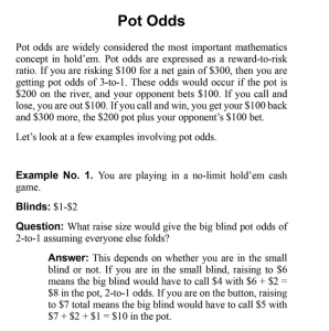 Pot odds calculation in The Math of Hold'em book